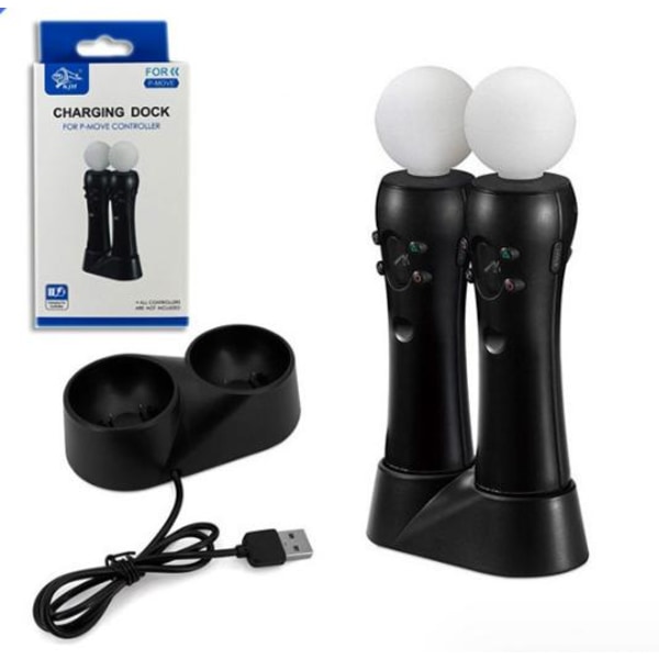 Spilcontrollerlader Kompatibel med Ps4 Vr Move Bevægelseskontrol Playstation Play Station Ps 4 Ladestation Dockning Ladestøtte (Kun Lader)