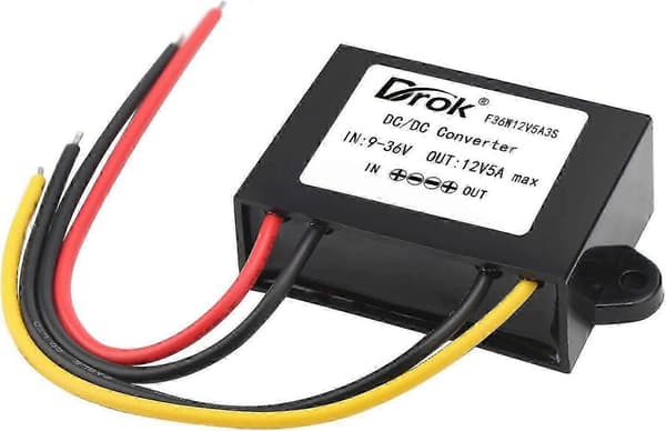 DC-DC Stabilisator, 9V-36V til 12V Boost Buck Converter 5A 60W Vanntett Auto Step