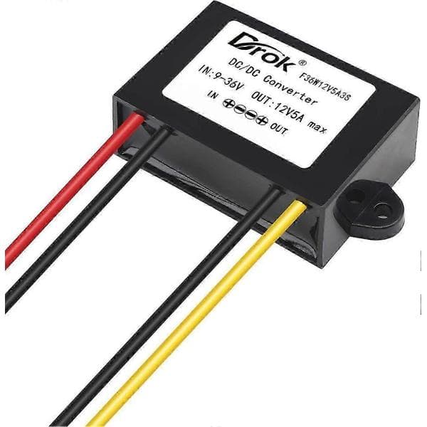 DC-DC Stabilisator, 9V-36V til 12V Boost Buck Converter 5A 60W Vanntett Auto Step