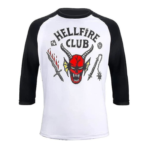 Stranger Things sesong 4 Hellfire Club Costume T-skjorter Kvinner Menn Tre-kvarts Ermer T-skjorter Fans Gaver M