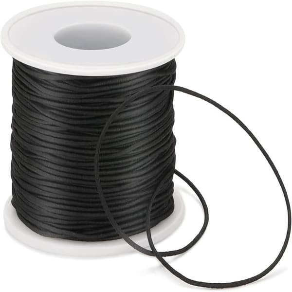 1 mm svart elastisk snor, 50 m elastisk snor for armbånd