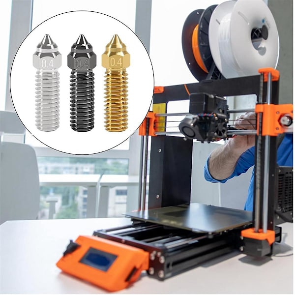 Dyser Kit 0,4 mm 3D-printer 4 stk. Hærdet stål dyse + 4 stk. Kobberlegering dyse + 4 stk. Messing dyser Kit til K1, K1 MAX Photo Color