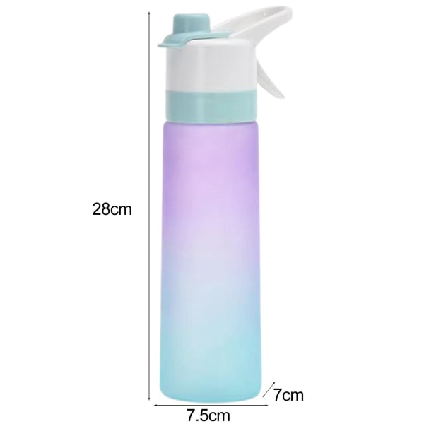 700 ml vannflaske Stor kapasitet BPA-fri spraydesign Gradientfarge Jenter Utendørs Sport Fitness Vannkopp Daglig bruk Tianyuhe Green