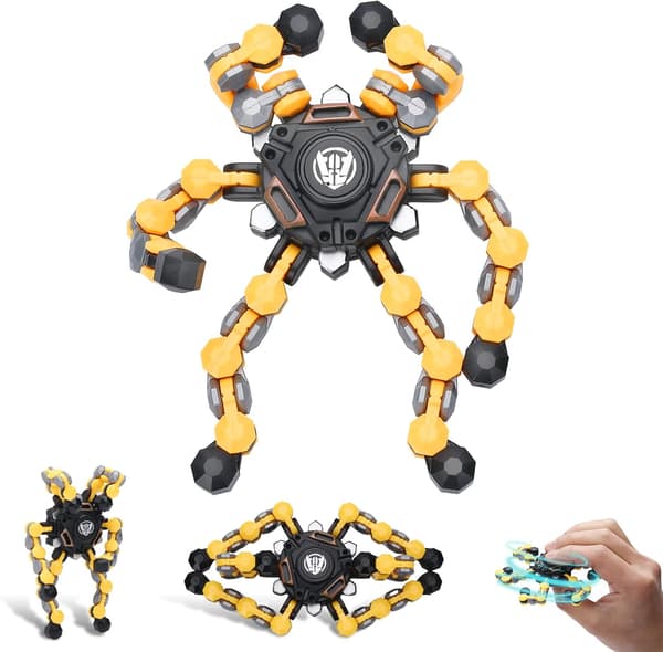 Transformable Sensory Fidget Spinner Toy, Fun DIY Spinning Top Hand Finger Spinner Creative Black-Gray