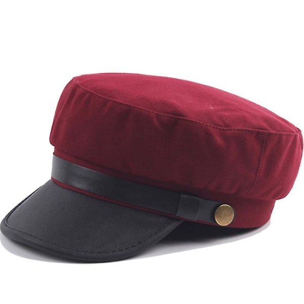 Unisex Baker Boy Peaked Cap Reunuksella Newsboy Baret Hat Kadetti Sotilaallinen Hattu Red