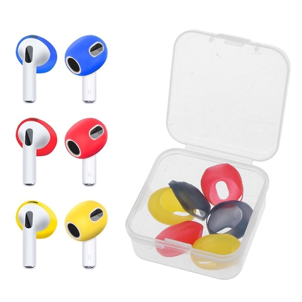 Fargerike ørepropper for Airpods Pods 3 hodetelefoner øreputer øreputer 3 sett Blue red