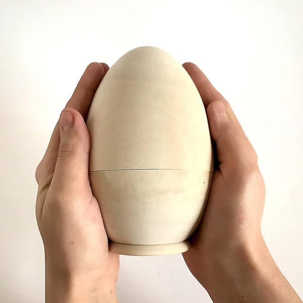 Hule Tre Egg Påske Nesting Egg Leke Tre Påske Kurv Fyllstoff Gave 5 Hule Umalte Egg DIY Vit