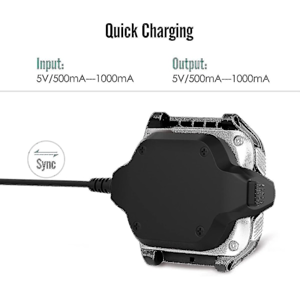 Laddningsdocka kompatibel med Garmin Forerunner 920xt, USB-datasynkroniseringsladdningsdocka med 1 m laddningskabel