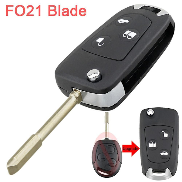 Foldbar 3-knaps fjernbetjeningsnøgle med Fo21-blad, til Ford Mondeo Fiesta Focus Ka Transit 2002 - 2012 bil model 1