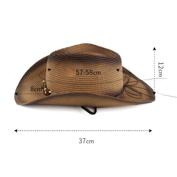Western Cowboyhat, Strandhat, Solhat til Udendørsbrug Khaki