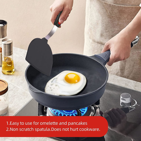 Tæt halvrund silikonespatel til fisk, omelet og pandekager - Non-stick æggespatel - Varmebestandig op til 315,6 °C