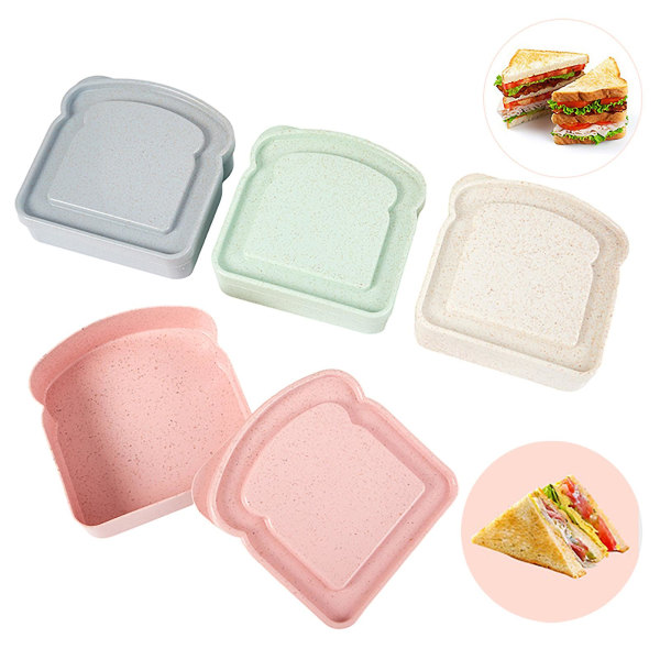 Bento Box with Lid Moisture-proof Easy Clean Toast Shape Portable Sandwich Food Storage Case Daily Use Tianyuhe Light Grey