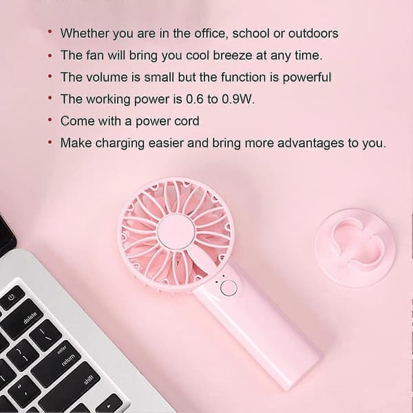 Bærbar elektrisk håndholdt ventilator - pink)