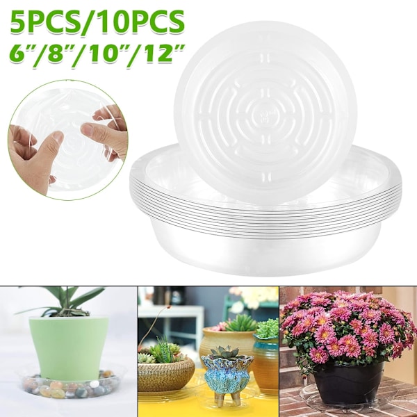 5/10Pcak 30cm Clear RoundPlant Saucer - Flower Pot Trays / Durable Heavy Duty White Tray for Indoor and Out Door Saucers Garden Flower Base