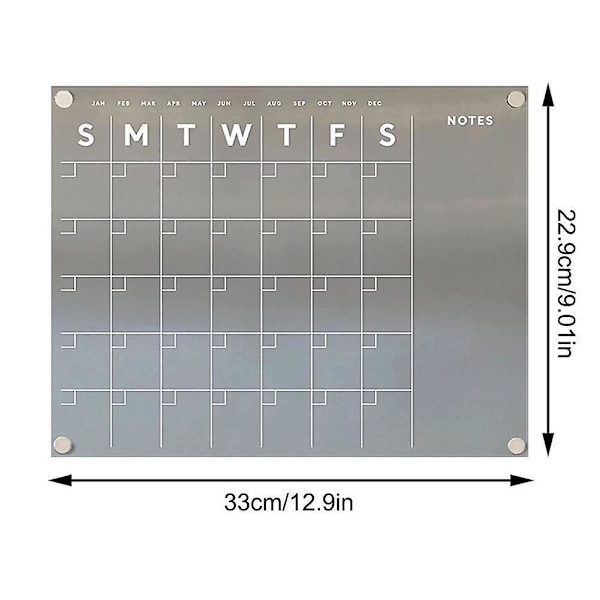 Akryl Magnetisk Månads- och Veckokalender för Kylskåp med Torrsuddssats D8