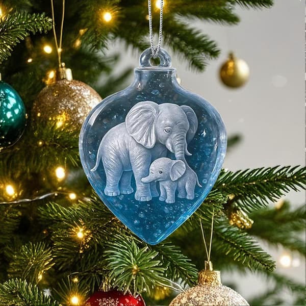 Juletræspynt Gradient Blå Elefant Vedhæng til Julepynt Lys Udsøgt Vinterlandskab Hængende Pynt Julegave med Dyb Betydning