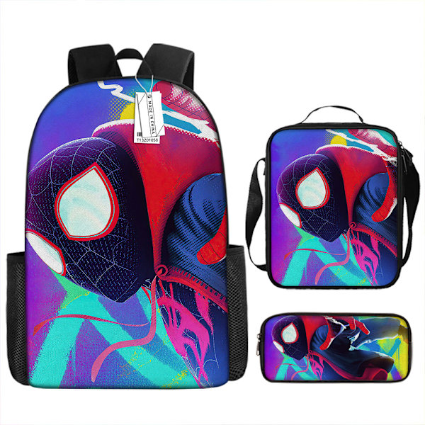 Spider-Man Ryggsäck Skolväska Pennfodral Lunchväska Tredelad Set