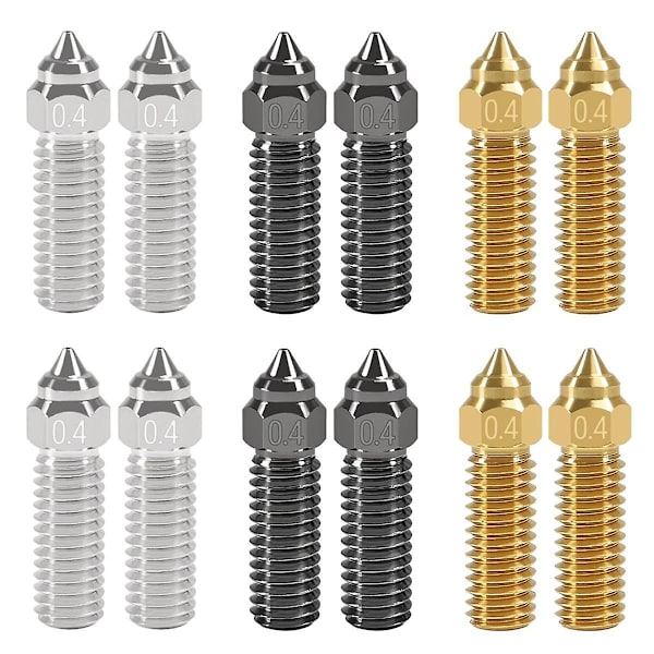 Dyser Kit 0,4 mm 3D-printer 4 stk. Hærdet stål dyse + 4 stk. Kobberlegering dyse + 4 stk. Messing dyser Kit til K1, K1 MAX Photo Color