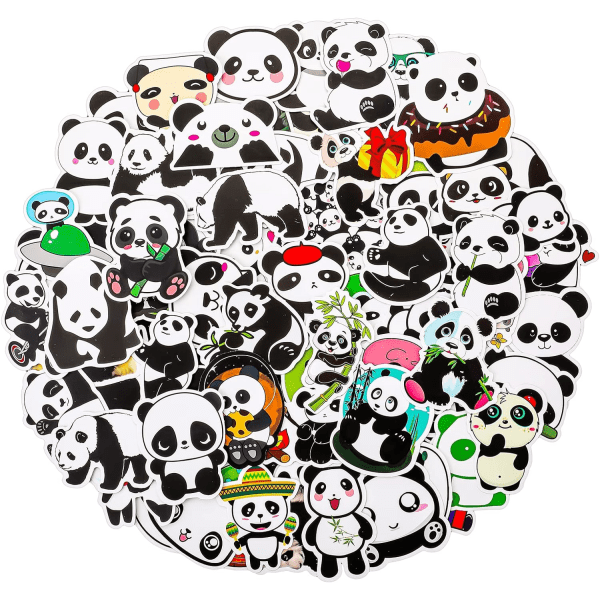100 kpl söpöjä Panda-vinyylitarroja, sarjakuvaeläimen koristetarroja, tee-se-itse tarroja kannettavien vesipulloihin