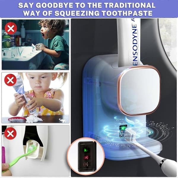Automatic Toothpaste Dispenser, Wall Mounted Toothpaste Dispenser, Electric Toothpaste Dispenser for Bathroom Shower Families