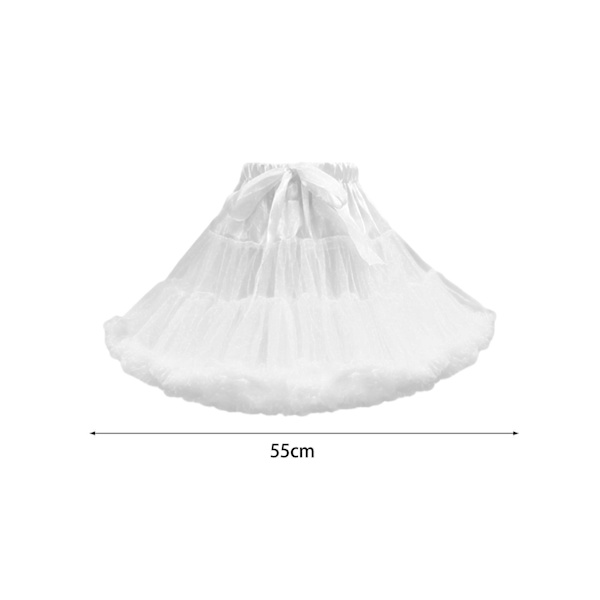 Naisten alushamehame, Pettiskirt, Plisseerattu polvipituinen Tutussa Alushame, Tulle Alushame Häät Puku Cosplay Syntymäpäiväjuhlat White 55cm