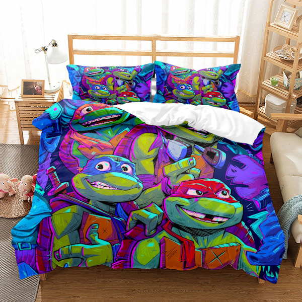 Ninja Turtles Tegnefilm 3D Printet Sengetøj Tredelt Sæt 220*240