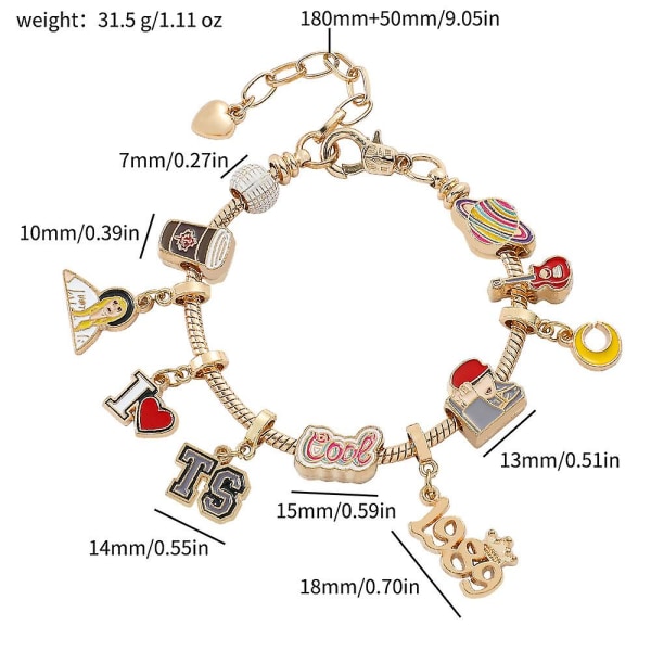Taylor Swift sangerinne jente armbånd DIY sjarm armbånd Taylor album for fans musikkelsker gave fest tilbehør A