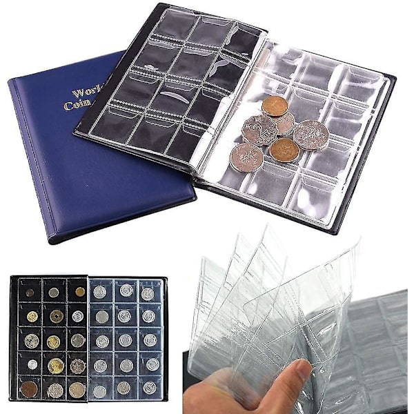 2 stk. Myntsamler 240 Samlealbum MyntHoldere Myntsamlere Hefte Samling Oppbevaring Myntbok