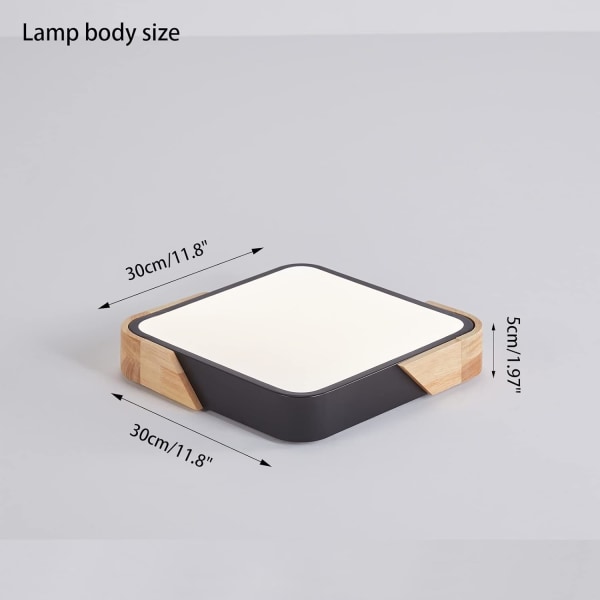 LED-loftslamper, moderne træloftslamper, firkantede loftslamper til soveværelse, køkken, stue, spisestue, gang, kontor
