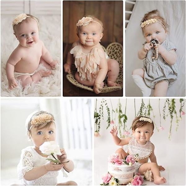 Baby Girl Nylon Huvudband Blommig Elastisk Hårband Slips Hårtillbehör för Nyfödd Spädbarn Småbarn 3-pack