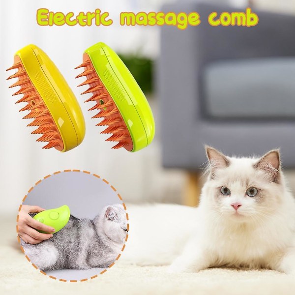 3-i-1 Cat Steam Borste, Självrengörande Steam Cat Brush, Cat Steam Brush Massage Green
