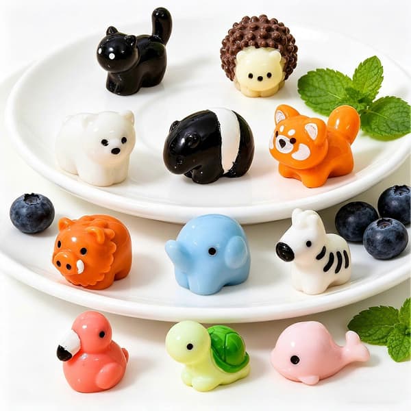 Mini harpiksdyrfigurer – sød lille kat, bjørn, elefant – til mikro-fehave og akvarium E
