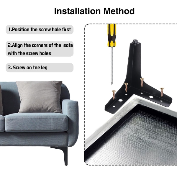 4 stk. 10 cm metal møbel sofa ben moderne trekant møbel fødder diy udskiftning til skab skab