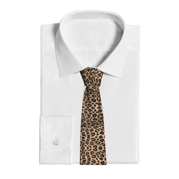 Funny Leopard Animal Print Herre-slips Mode Hals-slips Skinny Slips Gaver til bryllup, brudgom, forretningsfest