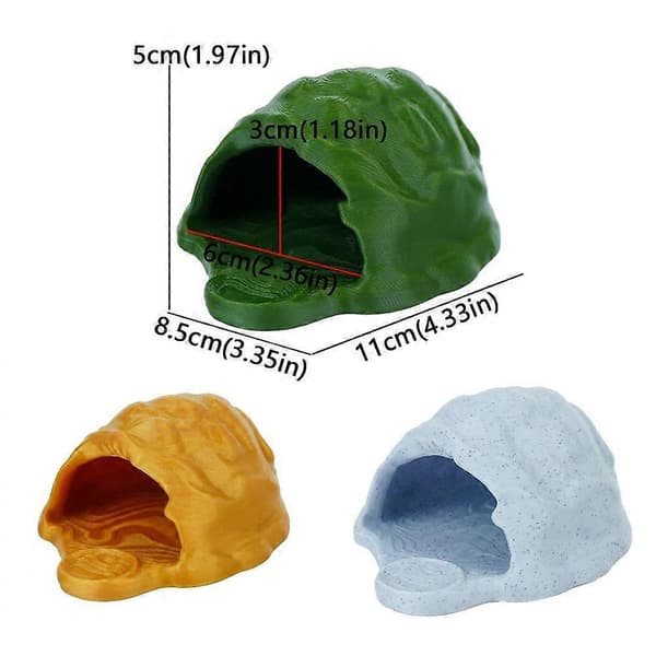 Simulering Stein Reptil Gjemmested Glatt Kant Solid PETG Øgle Mater Stabil Skjult Hule Ly Slange Øgle Edderkopp Gold