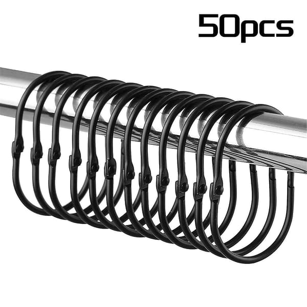 Duschdraperiringar, Duschdraperikrokar, Svarta Duschdraperikrokar Rostfria, Anti-Drop