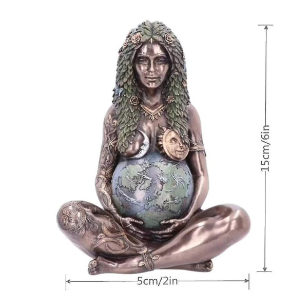 Millennial Gaia -patsas, luontoäiti Maa raskaana Gaia-jumalatar taideveistos, Earth Mama rakastaa kaikkia polyresiiniä tee-se-itse maalattu figuuri äidille