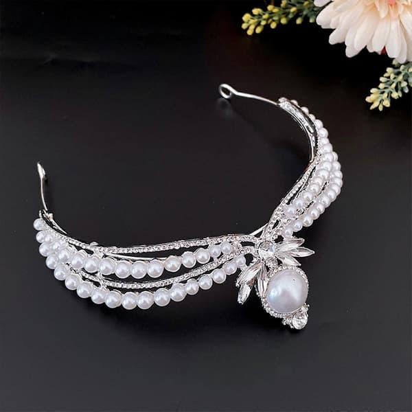 til Rhinestone Perle Tiara Krone Hårbånd Bryllupskrone til Brud Kvinder Piger