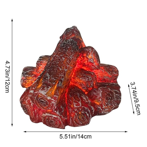 Charcoal led-lamppu Keinotekoinen led-takka Realistinen puu hehkuva palava liekki Liekitön takkavalo kodin sisustukseen 2Pcs