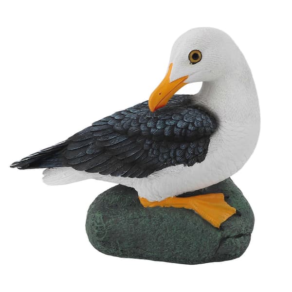 Måke-statue i harpiks, middelhavsstil, hukende