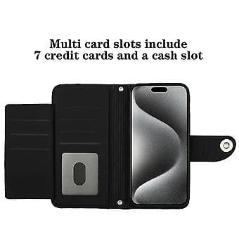 For iPhone 13 Pro Rhombus Pattern Flip Leather Phone Case with Lanyard Black
