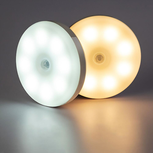 Trådløs LED PIR bevægelsessensor lys batteri vægskab trappe natlampe 10led 8 LED  White