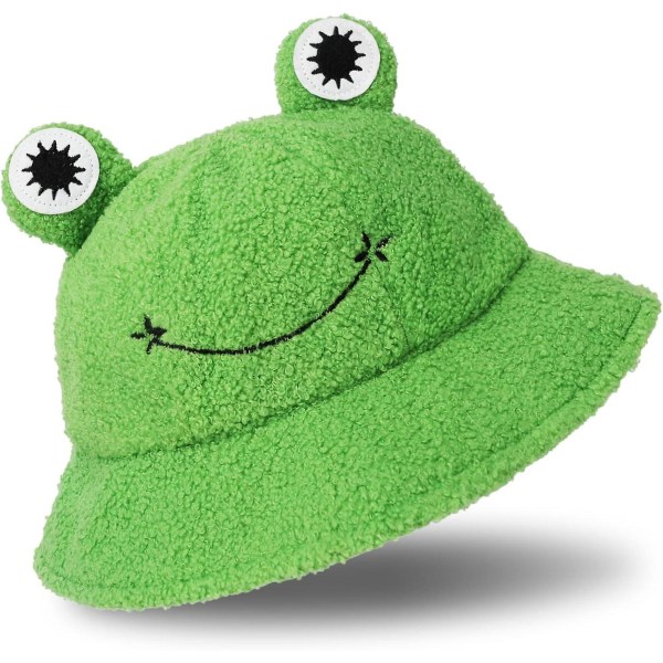 Plys frøhat - Grøn Pakbar Bucket Hat til efterår og vinter