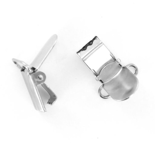 40 X Hängselklämmor Bandkrokar 20 Mm Silverfärgade Silver
