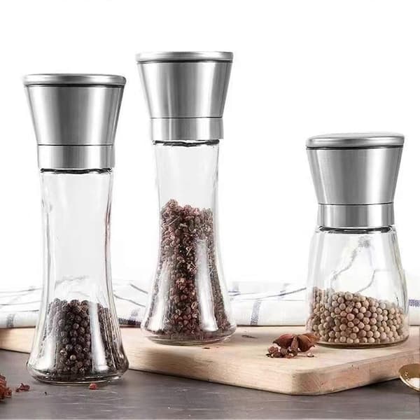 2-pack salt- och pepparkvarn - påfyllningsbar justerbar grovhetskvarn D