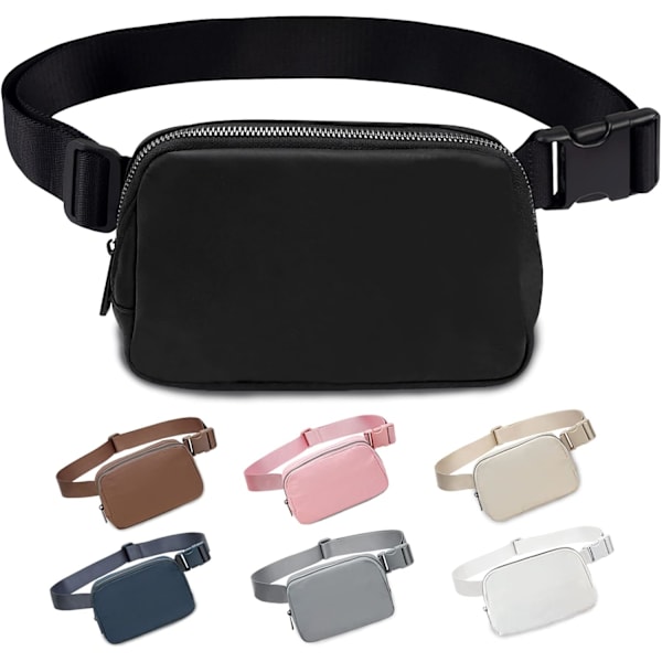 Midjeväska för kvinnor och män, trendiga midjeväska för Lulu Fanny Pack, citronväskor för träning, löpning, vandring för kvinnor, flickor och män (svart)