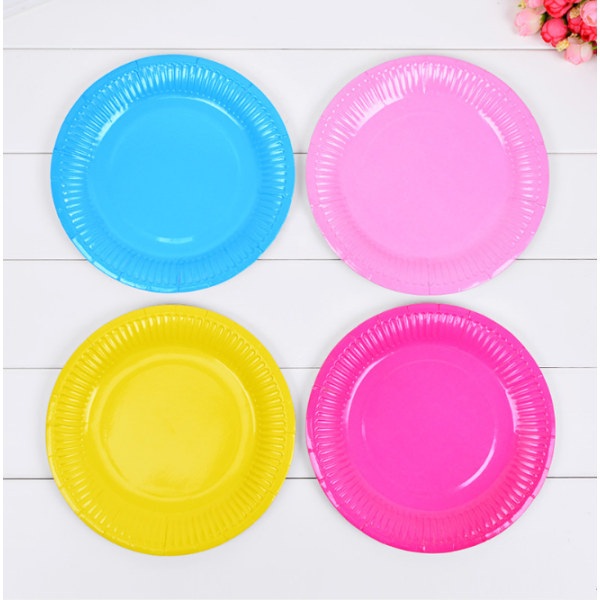 Fargede papirtallerkener, pakke med 100 flerfargede engangspapirtallerkener, DIY-runde festplater, for fester og piknik (18 cm)