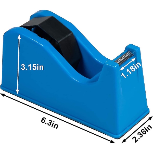 Skrivebordsdispenser for tape, holder for limrull (passer til 1\" og 3\" kjerne) med vektet sklisikker blå