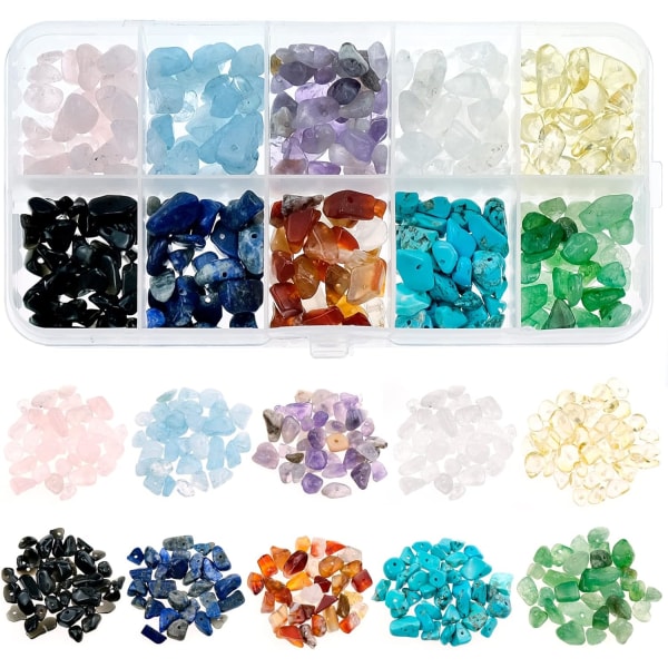 10 farver uregelmæssige naturlige ædelstensperler, krystalperler løse perler Energisten til gør-det-selv-smykkefremstilling Halskæde Armbåndsring