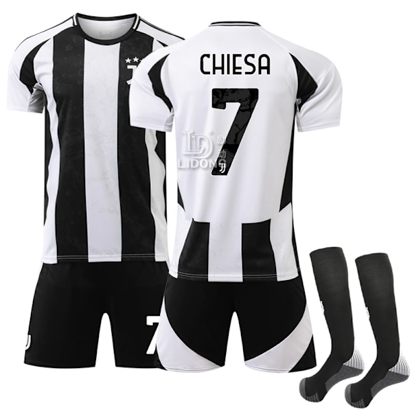 Juventus FC Hemmatröja Fotbollströja för Barn 2024-2025 Nr 7 CHIESA 18